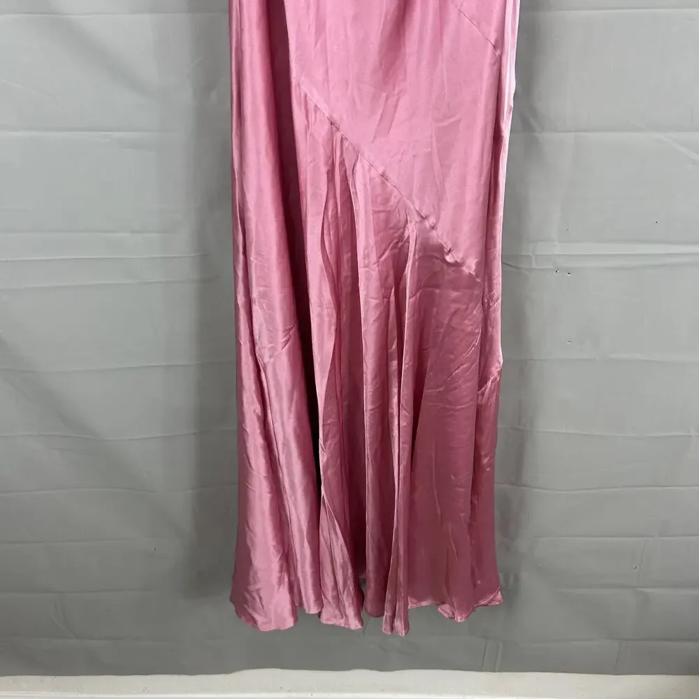 Cult Gaia Skirt Small Pelli Maxi Silk Satin Pink Skirt Party Formal Dressy Chic